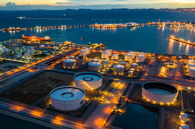 Aerial Night View Of Industrial Facility For Storage Of Oil And Gas Shutterstock 1465033238